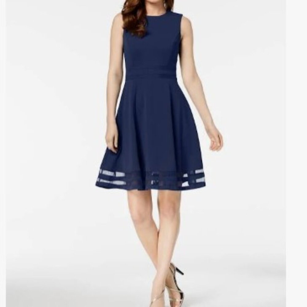 Calvin Klein Women's Illusion-Trim Fit & Flare Dress | 6P